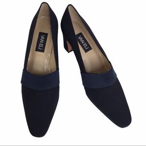 Vaneli Leather Navy Blue heels Sz 10M